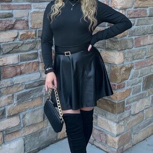 Faux black leather skirt